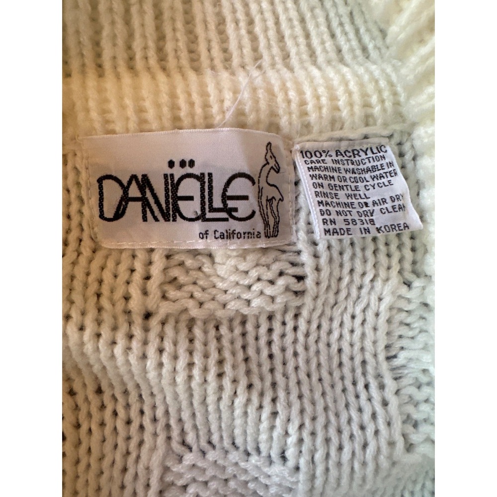 Vintage 80s Cream Knit Cardigan Sweater L Fisherman Nautical‎ Preppy Cable Knit - Picture 2 of 5